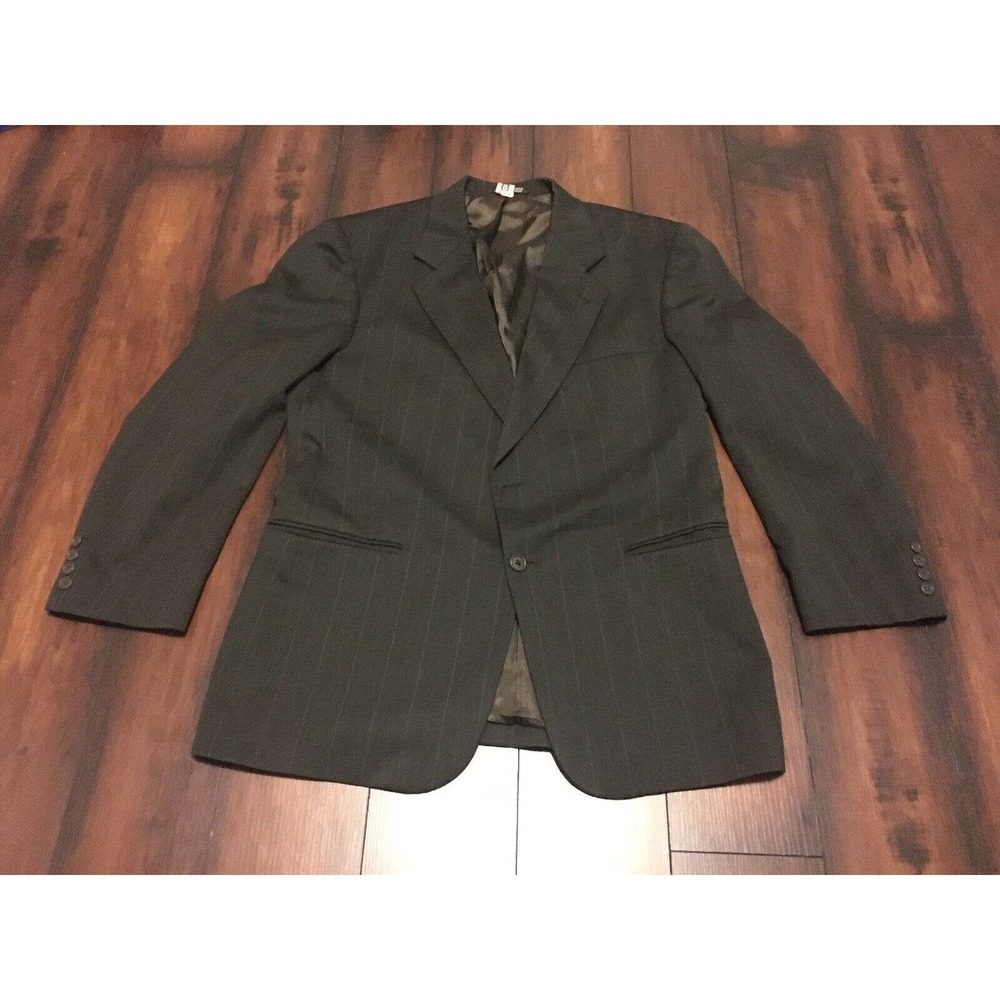 Stafford Traveler Plus 41R Regular Black W/ Blue Stripes Two Button Blazer Men’s